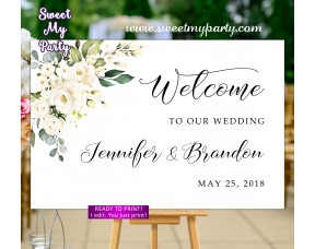 Ivory Wedding Welcome Sign,Cream Wedding Welcome sign,(123w)